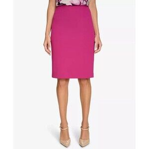 Calvin Klein Women's Scuba Crepe Pencil Skirt Classic Formal Work Skirt Berry 2